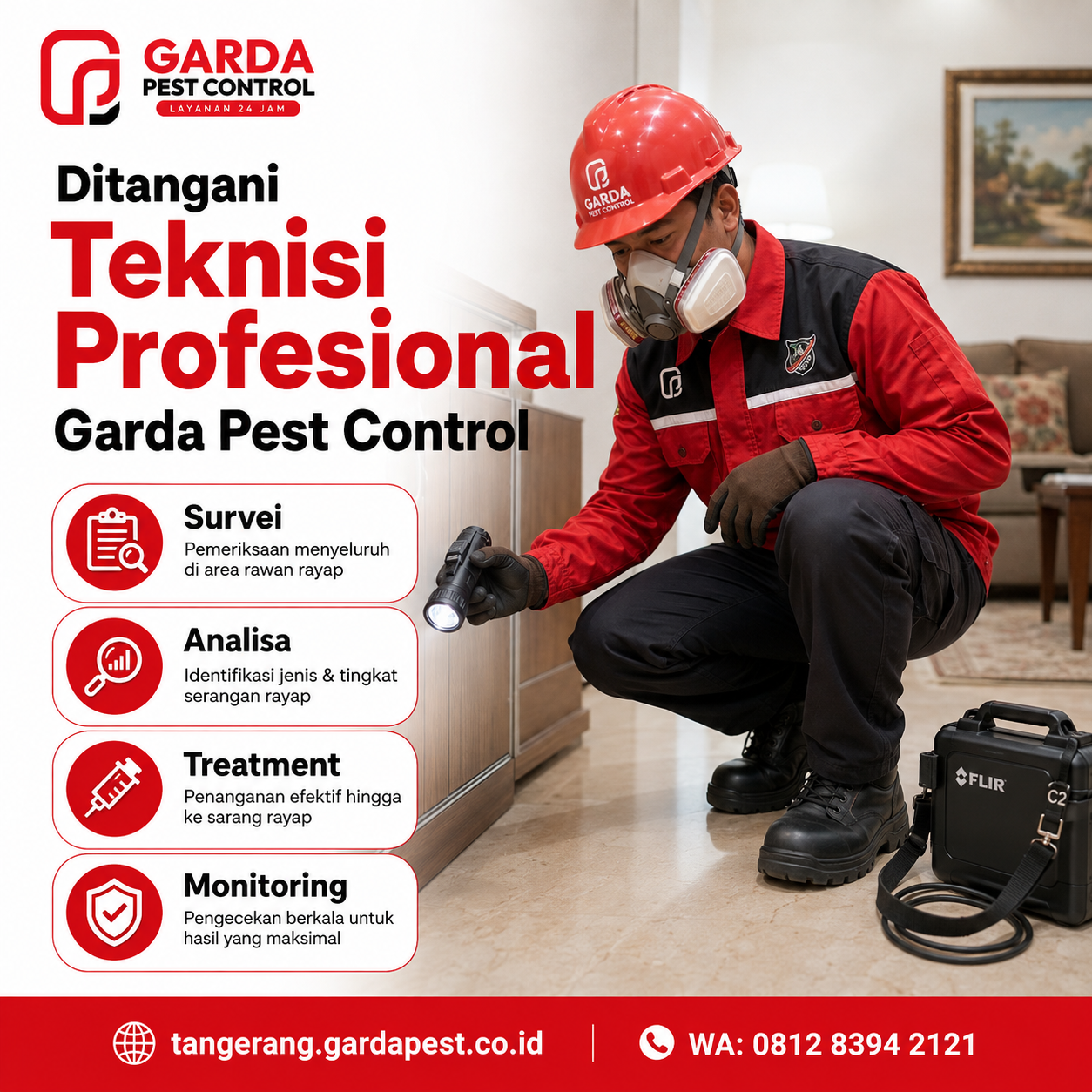 Jasa Anti Rayap Semarang profesional dari Garda Pest Control. Basmi rayap hingga tuntas dengan treatment efektif dan bergaransi untuk menjaga properti tetap aman dan terlindungi.
